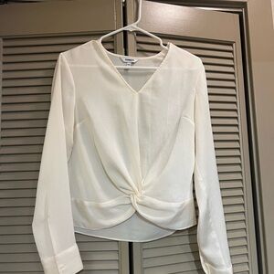 Express Cream Twist Front Blouse